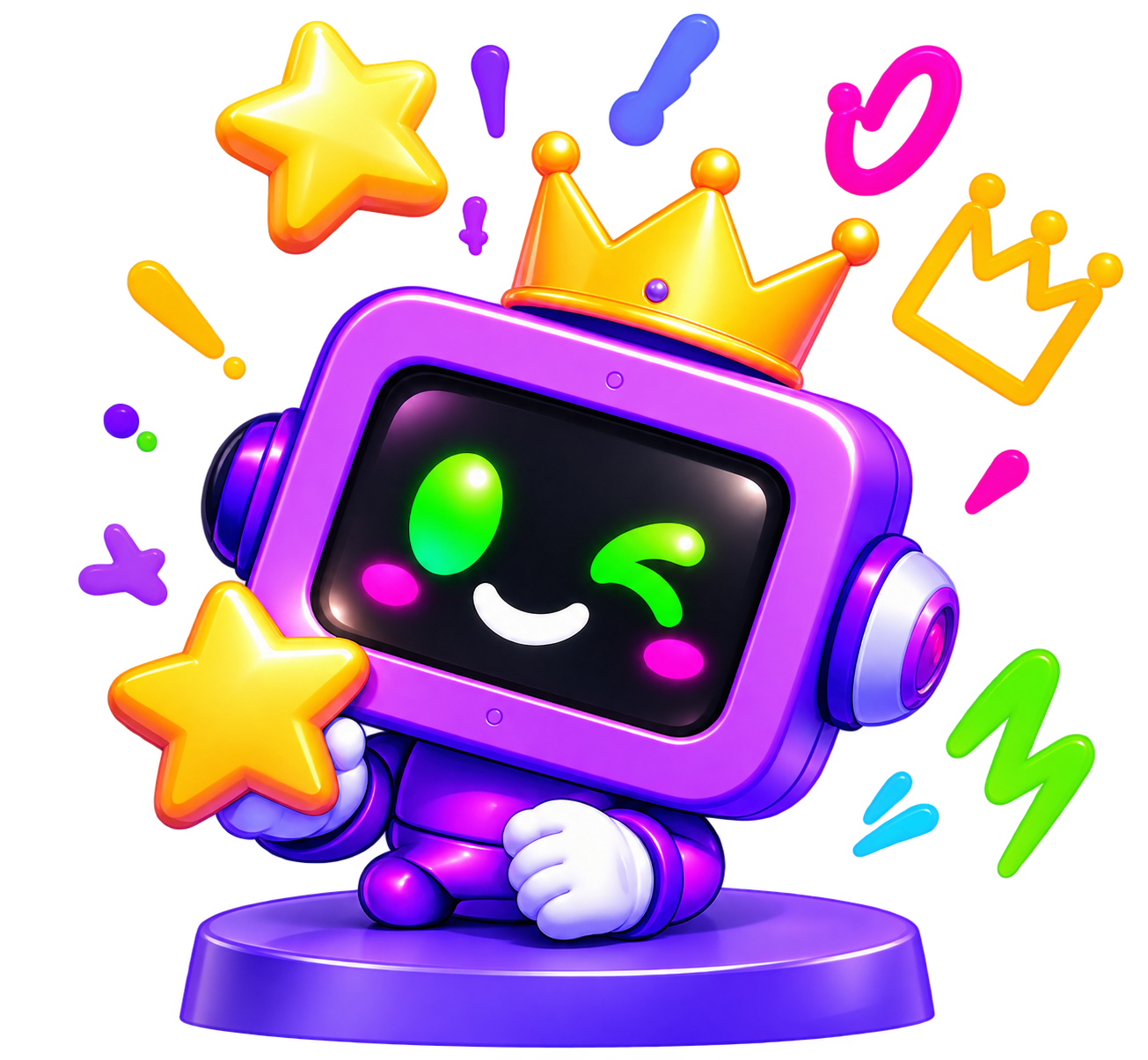 Bopzi Mascot with Crown and Stars